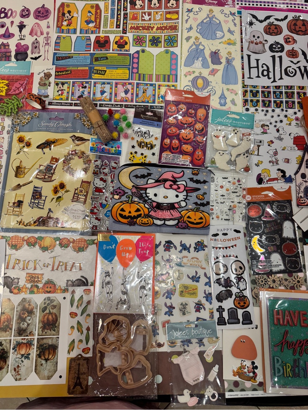 Scrapbook lot Jolees Disney Cinderella Snoopy HelloKitty BoBunny Papyrus NEW!